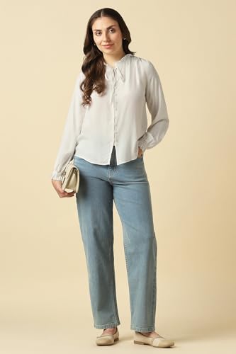 Women White Solid Casual Top