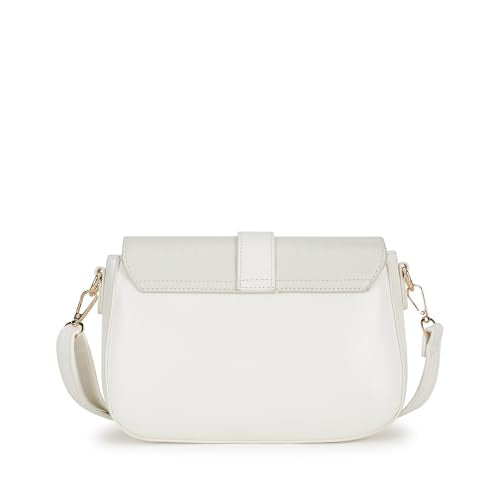 BuckleUp White Sling | Faux-Leather Women’s bag | Sling with Croco-Textured Flap & Buckle Closure
