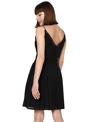 VERO MODA Women Solid Cotton Mini Black A-Line Dress
