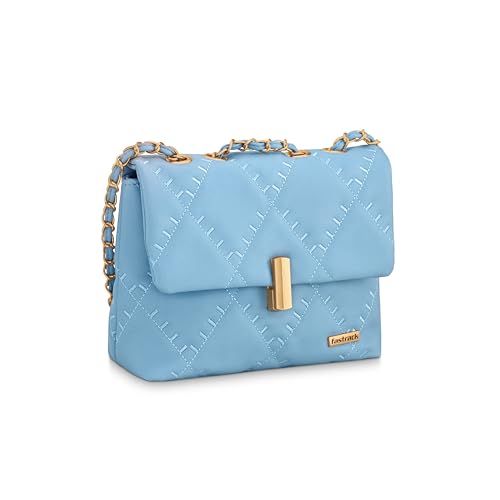 Fastrack Quilted Structured Sling Bag for Women, Girls and Ladies | with Magnetic Metal Lock and Chain Sling
