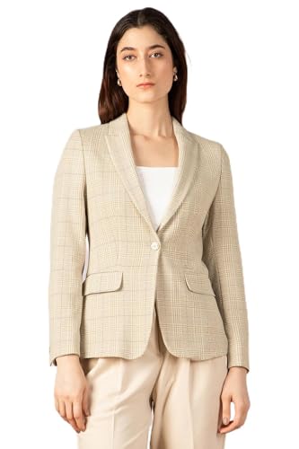 Women Beige Check Blazer