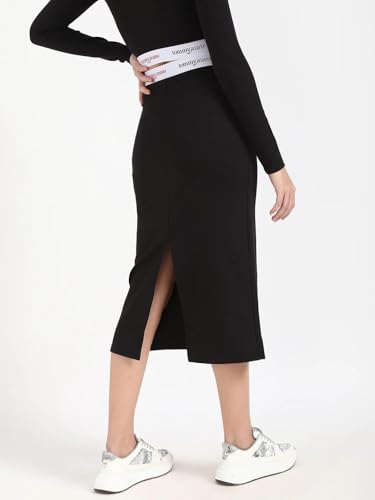 Tommy Hilfiger Slim-Fit Solid Mid Rise Skirt Black
