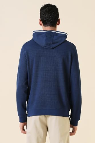 Men Navy Hooded Neck Full Sleeves Casual Sweatshirt