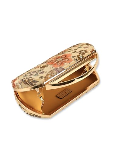 THE TAN CLAN Petal Beige Capsule Clutch | Structured Capsule-Shape Evening Bag for Women | Party & Wedding Clutch Purse