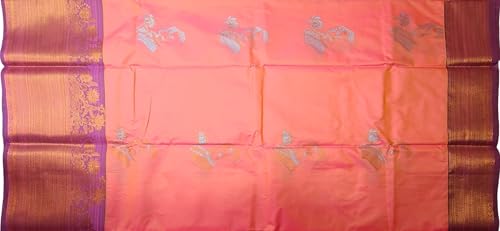 VFCollections Women's Traditional Handloom Kanchipuram Silk Pure Pattu Sarees | Rich Zari Woven Design | Unstitched Blouse (VFC106) (VFC264-3)