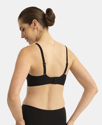 Jockey 1844 Women's Wirefree Padded Soft Touch Microfiber Elastane Medium Coverage Bonded Tech T-Shirt Bra with Reinforced Side Support_Black_32B