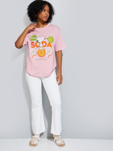 Max URB_N Women Peanuts Print Oversized T-Shirt (Pink_XL)