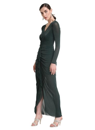 Kazo Women's Silk Fit and Flare Maxi Dress (124654_Evergreen