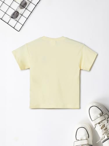 Max Girls Applique Boxy T-Shirt (Yellow_2-3 Y)