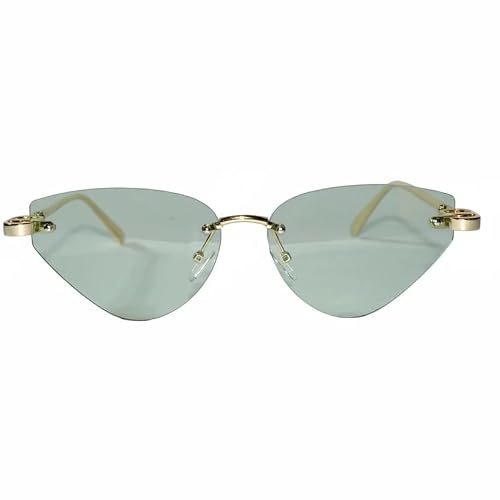 Luxury Rimless Cat Eye Sunglasses for Women | Premium UV Protected Designer Sunglasses | Stylish Lightweight Fashion Shades for Driving, Travel, Beach & Outdoor Wear (green)
