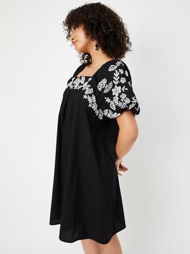 Max Kalki x Max Women Embroidered Dress(Black_S)