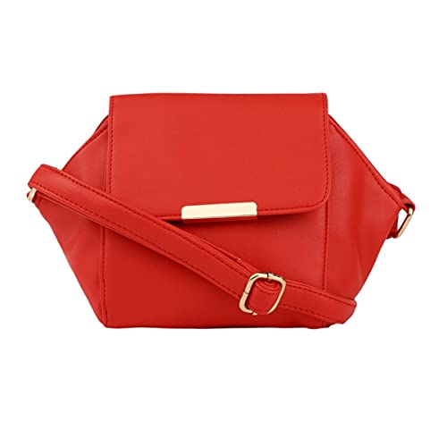ACCESSHER stylish trendy Red Solid Sling Bag for girls and women