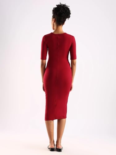 Calvin Klein Jeans Women's Cotton Bodycon Below The Knee Casual Dress (47D217G601_Magenta Jewel