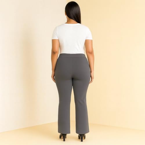 EcoLove Bell Bottom Pants for Women, Navy Blue, Flared Fit (in, Alpha, 4XL, Regular, Dark Grey)