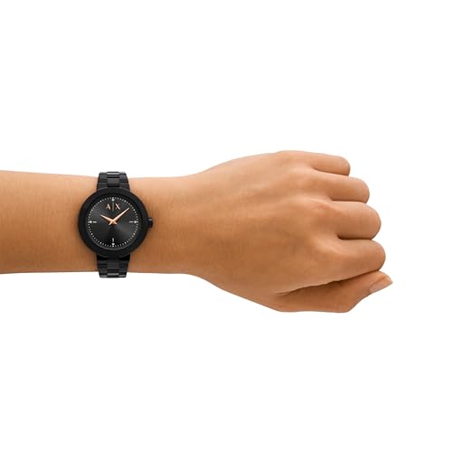 Armani Exchange Stainless Steel Analog Black Dial Women's Watch-Ax5173, Band Color:Black