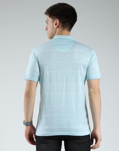 Monte Carlo Mens Regular Fit Collar Neck Half Sleeve Striped T-Shirt Green MPack of 1