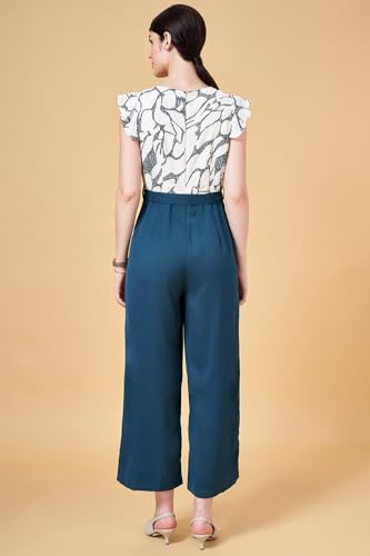 Women's Annabelle Teal Jumpsuit Regular Fit,Teal,XS