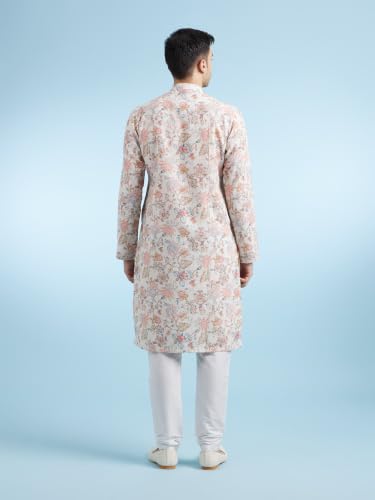 DIWAS BY MANYAVAR Men's Printed Side-Open Kurta Pyjama Set (Beige,L)