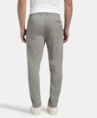 Jockey IM26 Men's Super Combed Cotton Rich Elastane Stretch Woven Fabric Slim Fit All Day Pants_Moon Mist_L
