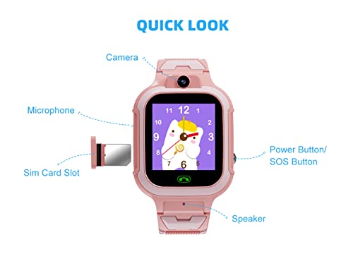 WEARFIT Scout 4G Kids Smart Watch with GPS Tracker - 2-Way Video Calling, Location Tracking, SOS Alert & Parental Controls 7 Games - Smartwatch for Boys & Girls Ages 3-12 No Jio Support (Pink)