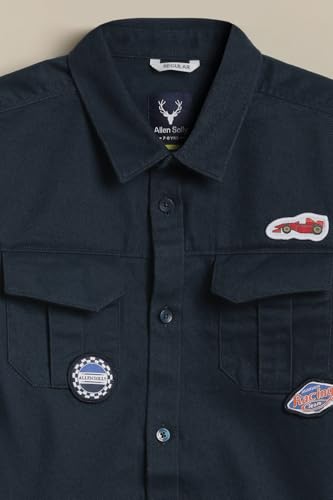 Boys Navy Graphic Print Casual Shirt