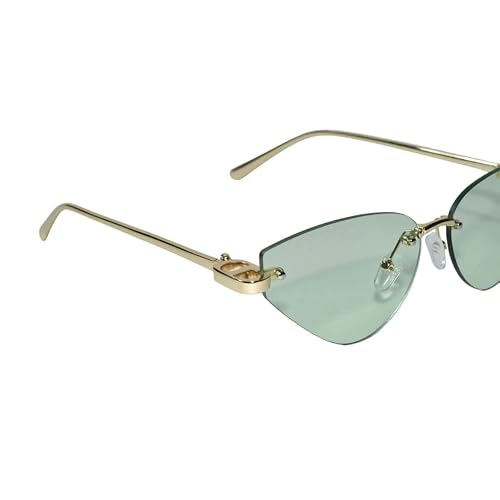 Luxury Rimless Cat Eye Sunglasses for Women | Premium UV Protected Designer Sunglasses | Stylish Lightweight Fashion Shades for Driving, Travel, Beach & Outdoor Wear (green)