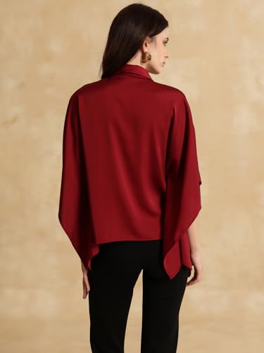 Kazo Christina Batwing Sleeve Shirt Wine
