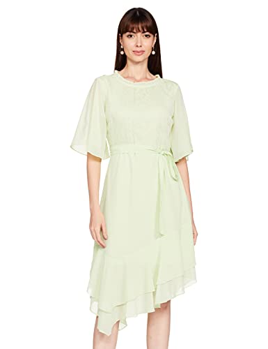 AND Women's Polyester A-Line Mini Dress (SS22AJ108DRPG_Lime_8)