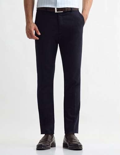 Arrow Men's Textured Super Slim Fit Trousers (ARAKTR2040_Blue_30)