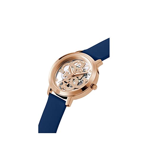 Guess Silicone Analog Rose Gold Dial Women's Watch-Gw0452L1,Blue Band