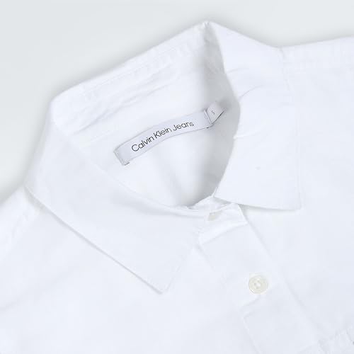 Calvin Klein Linen White Solid Spread Collar Full Sleeve Women Shirt (XXL)