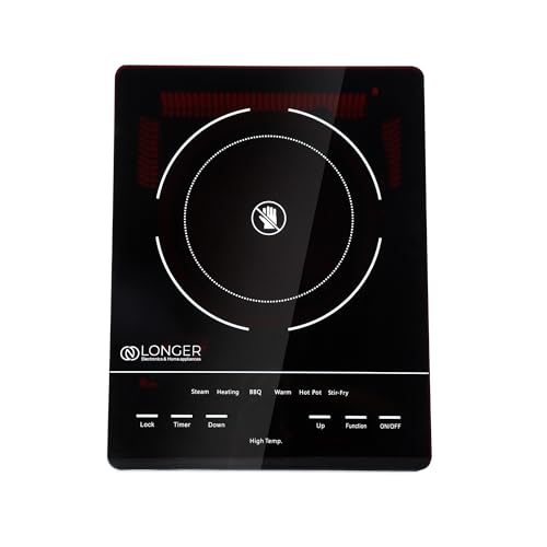 LONGER Infrared Cooktop Electric 2000W, 240V, LED Displa, Full Touch Control Induction-Style Cooktop, Ceramic Glass Surface, 6 Cooking Modes, Portable & Scratch Resistant