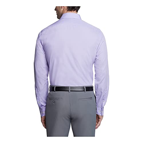 Van Heusen Men's Poplin Fitted Solid Point Collar Dress Shirt, Lavender, 17.5" Neck 34"-35" Sleeve