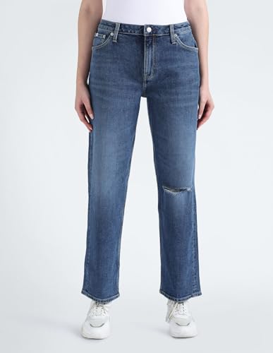 Calvin Klein Department792 Straight Jeans (J2216951A4_PF23J 014 Authentic Blue Knee Slit_24)