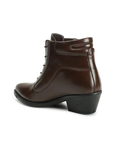 ELLE Women's Fashionable Lace-Up Boots Colour-Brown, Size-UK 3