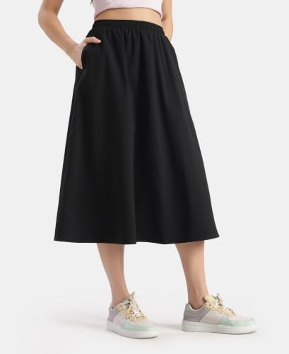 Jockey WZ29 Women Microfiber Fabric Skirt with Side Pockets_Black_XXL