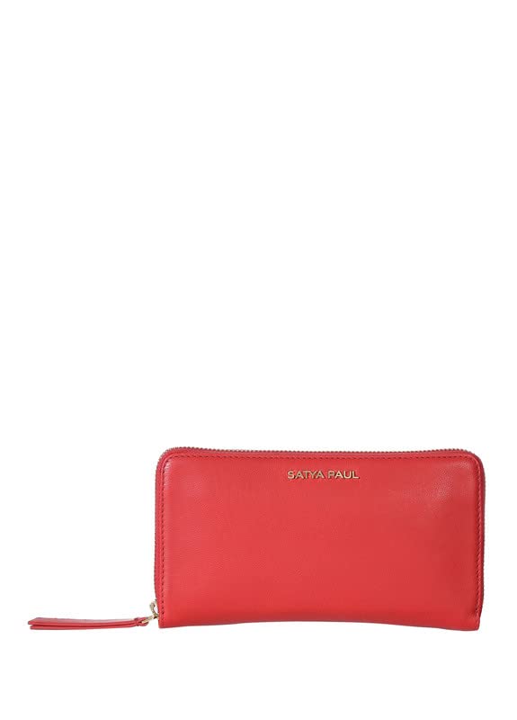 Satya Paul Red Maroon Leather Printed Women Wallet for Women