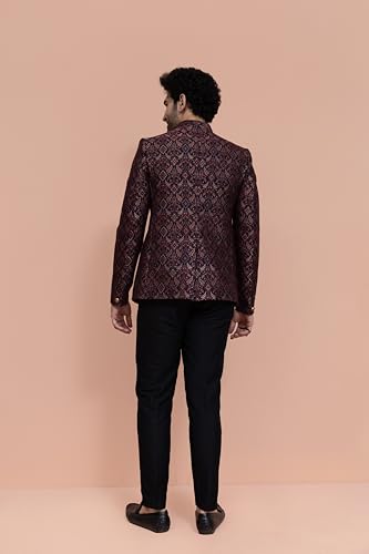 KISAH Men Maroon Ethnic Motifs Bandhgala, 38