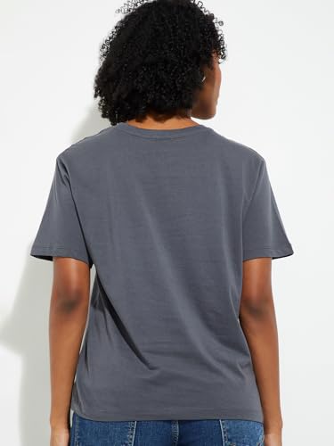 Max URB_N Women Printed Relaxed Fit T-Shirt (Grey_XL)