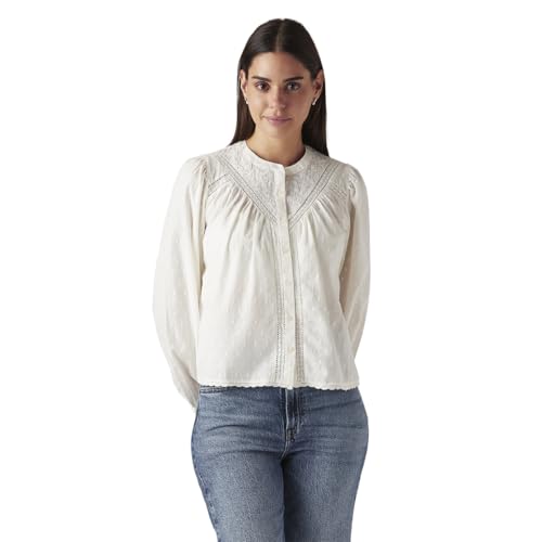 Levi's Women's Embroidered Off-White Band Neck Top