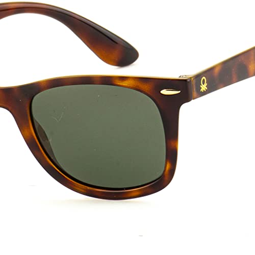 UNITED COLORS OF BENETTON solid green lens wayfarer sunglass full rim brown textured frame