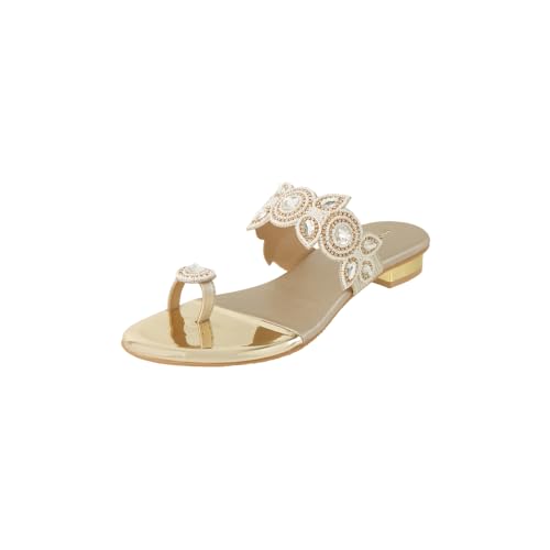 Mochi Women Off White Embellished Ethnic/Wedding Slip-on Sandal UK/8.5 EU/42 (35-1522)
