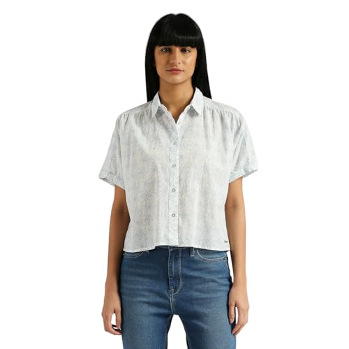 Pepe Jeans Women's Floral Relaxed Fit Shirt (PL304901_Blue