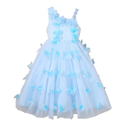 Hopscotch Girls Blue Sleeveless Butterfly Applique Gown for Age (3-4 Years)
