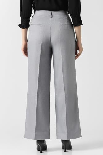 Women Grey Textured Formal Trousers
