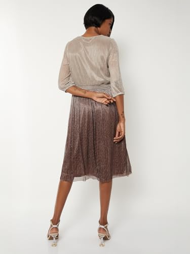 Max Women Ombre A-line Dress (Beige_S)