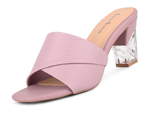 LOUIS STITCH Women’s Nude Pink Block Heel Sandals | Comfortable Sandal for Ladies | LSOF-LDBH-TXMUNU | UK-4
