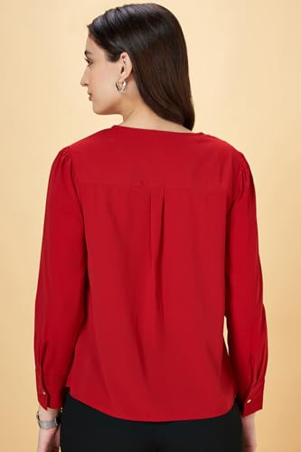 Annabelle by Pantaloons Women's Regular Fit T-Shirt (110152402004_Savvy Red L)