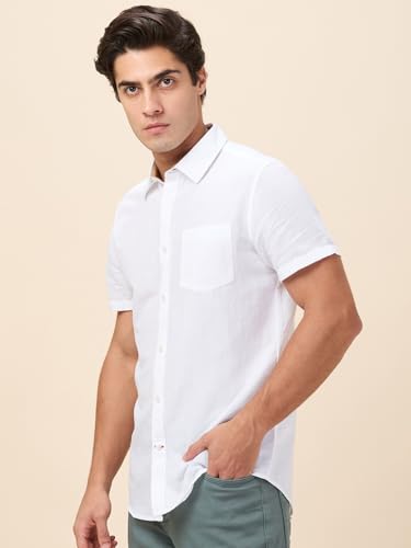 Being Human White Slim Fit Regular Collar Men's Shirt Clothing