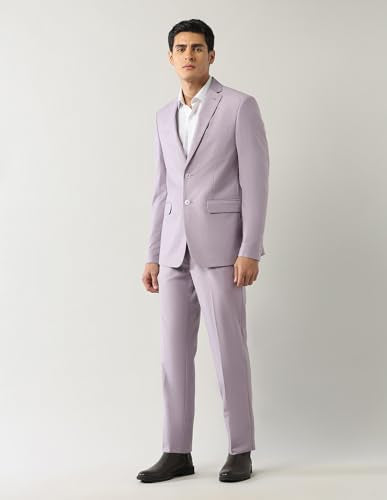Arrow Men's Polyester Business Suit Pants Set (ARAJSU5531_Light Lavender